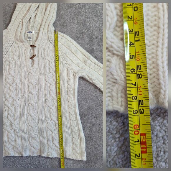 Old Navy Womens Large Vintage Cable Knit Hooded Sweater Y2K Bella Elena Gilbert - Picture 9 of 13